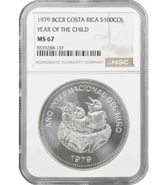 Costa Rica 100 colones 1979, NGC MS67, "International Year of the Child"