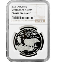 Laos 50 kip 1996, NGC PF69 UC, "World Food Summit" silver coin