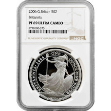 Велика Британія 2 фунти 2006 року, NGC PF69 UC, срібна монета "Standing Britannia"