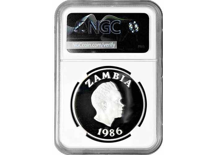Замбія 10 квача 1986, NGC PF69 UC, "World Wildlife Fund - White-Winged Flufftail"