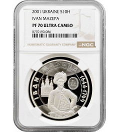 Ukraine 10 hryven 2001, NGC PF70 UC, "Cossack Age - Ivan Mazepa" Top Pop