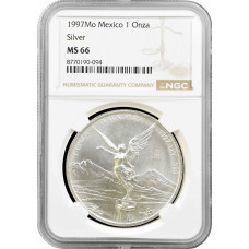 Mexiko 1 Onza 1997 Mo, NGC MS66, "Silberbullionmünze "Libertad"