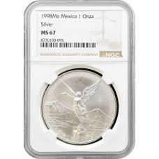 Mexiko 1 Onza 1998 Mo, NGC MS67, "Silberbullionmünze "Libertad"