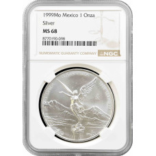 Mexiko 1 Onza 1999 Mo, NGC MS68, "Silberbullionmünze "Libertad"