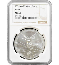 Mexico 1 onza 1999 Mo, NGC MS68, "Silver Bullion Coinage "Libertad"