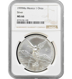 Mexico 1 onza 1999 Mo, NGC MS66, "Silver Bullion Coinage "Libertad"