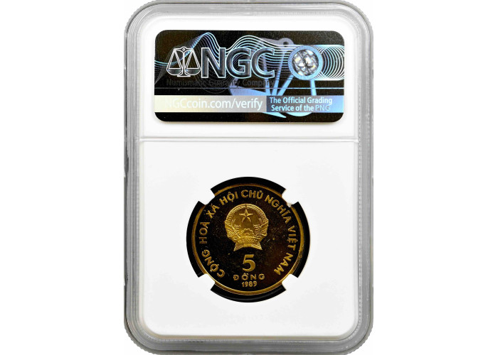 Vietnam 5 dong 1989, NGC PF67 UC, "Mythological bird - Phoenix"