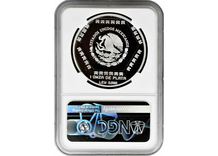 Mexico 5 pesos 1994 Mo, NGC PF69 UC, "Maya - Mascaron Del Dios Chaac"