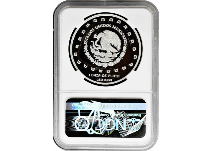 Mexiko 5 Pesos 1998 Mo, NGC PF69 UC, "Tolteken - Serpiente Con Craneo" Silber