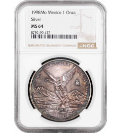 Mexico 1 onza 1998 Mo, NGC MS64, "Silver Bullion Coinage "Libertad" PATINA