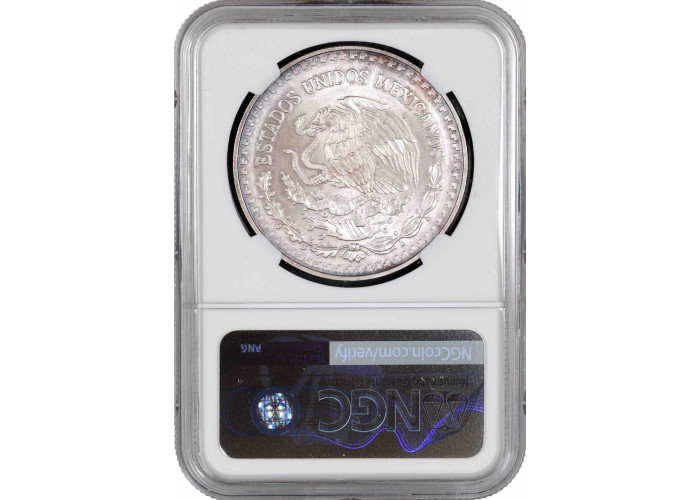 Мексика 1 онза 1998 г. Mo, NGC MS64, "Серебряная инвестиционная монета "Свобода" PATINA