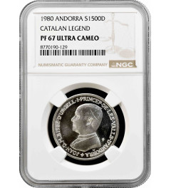 Andorra 1500 diners 1980, NGC PF67 UC, "Episcopal Joan Martí i Alanis" CATALAN
