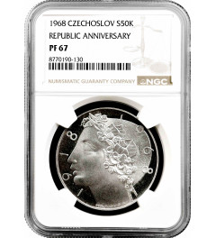 Czechoslovakia 50 korun 1968, NGC PF67, "50th Anniv. - Independence" Top Pop