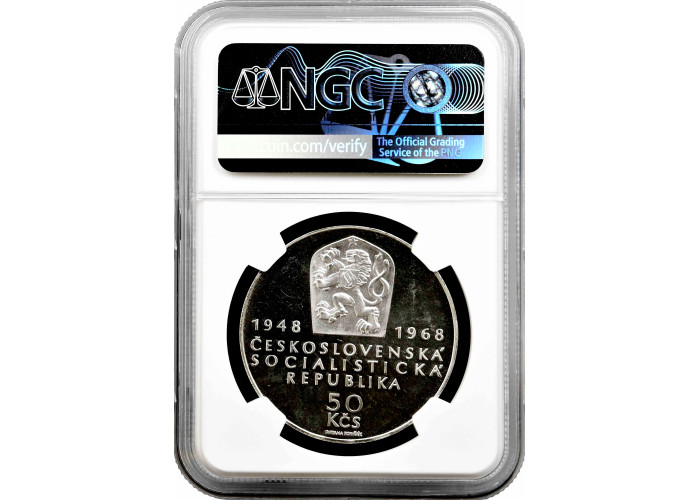 Czechoslovakia 50 korun 1968, NGC PF67, "50th Anniv. - Independence" Top Pop