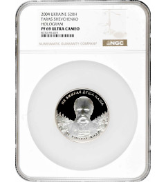 Ukraine 20 hryven 2004, NGC PF69 UC, "190th Anniv. - Birth of Taras Shevchenko"