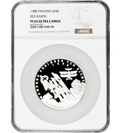 Panama 25 balboas 1988, NGC PF65 UC, "Baron von Richthofen" 5 oz silver coin