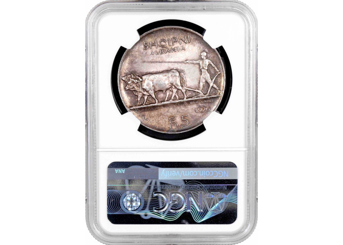 Albania 5 franga ari 1926 R, NGC MS62, "Kingdom of Albania (1925 - 1938)" STAR