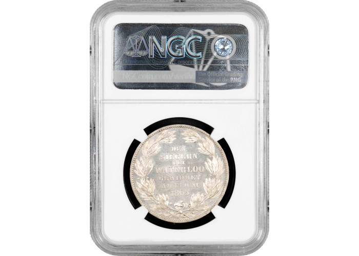 Ганновер 1 талер 1865 г. B, NGC MS65, "50 лет Битве при Ватерлоо" Top Pop