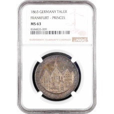 Frankfurt 1 thaler 1863, NGC MS63, "Assembly of Princes" silver coin