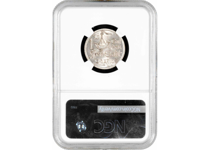 Данциг 1 гульден 1923 г., NGC MS63, "Вольный город Данциг (1923 - 1939)"