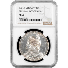 Пруссия 5 марок 1901 г. A, NGC PF62, "200 лет Пруссии"