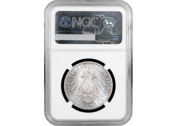 Lippe-Detmold 3 mark 1913 A, NGC MS63, "Prince Leopold IV (1905 - 1918)"