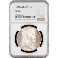 Франция 5 франков 1811 г. A, NGC MS61, "Император Наполеон I (1804 - 1815)"