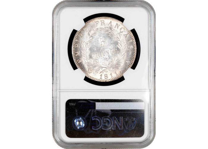 Франция 5 франков 1811 г. A, NGC MS61, "Император Наполеон I (1804 - 1815)"