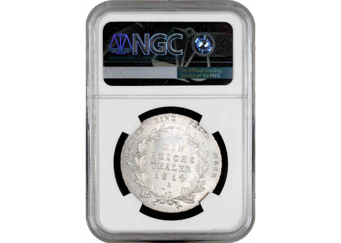 Пруссия 1 талер 1814 г. A, NGC MS64, "Король Фридрих Вильгельм III (1797 - 1840)"