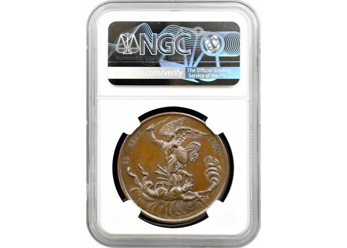 France bronze medal 1820, NGC UNC Det., "Birth of Henri"