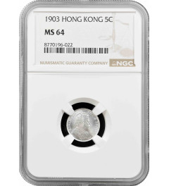 Hong Kong 5 cents 1903, NGC MS64, "King Edward VII (1902 - 1910)" silver coin