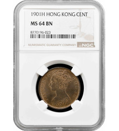 Hong Kong 1 cent 1901 H, NGC MS64 BN, "Queen Victoria (1863 - 1901)"