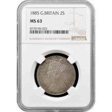 Great Britain 2 shillings (florin) 1885, NGC MS63, "Queen Victoria (1838 - 1901)"