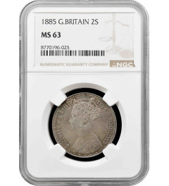 Great Britain 2 shillings (florin) 1885, NGC MS63, "Queen Victoria (1838 - 1901)"