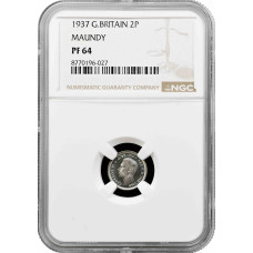 Great Britain (Maundy) 2 pence 1937, NGC PF64, "King George VI (1937 - 1952)"