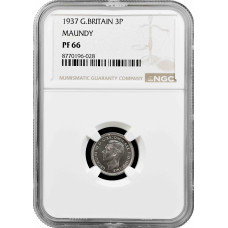 Великобритания (Монди) 3 пенса 1937 г., NGC PF66, "Король Георг VI (1937 - 1952)"