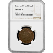 Great Britain 1/2 penny 1937, NGC PF66 BN, "King George VI (1937 - 1952)"