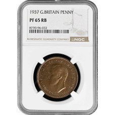Great Britain 1 penny 1937, NGC PF65 RB, "King George VI (1937 - 1952)"