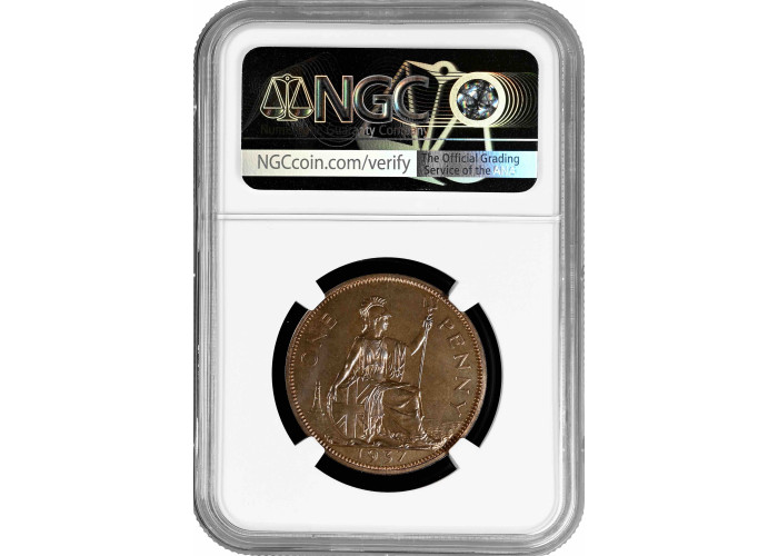 Great Britain 1 penny 1937, NGC PF65 RB, "King George VI (1937 - 1952)"
