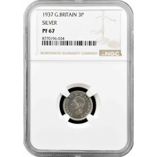 Great Britain 3 pence 1937, NGC PF67, "King George VI (1937 - 1952)"