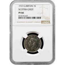 Great Britain 1 shilling 1937 Scottish, NGC PF66, "King George VI (1937 - 1952)"
