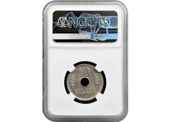 Германская Восточная Африка 10 геллеров 1909 г. J, NGC MS63, "Рупия (1904 - 1916)"
