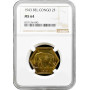 Бельгийское Конго 2 франка 1943 г., NGC MS64, "Колония Бельгии (1909 - 1949)"