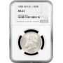 Brazil 1000 reis 1888, NGC MS63, "Emperor Pedro II (1831 - 1889)" silver coin