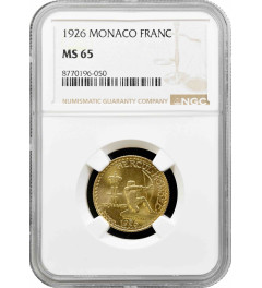 Monaco 1 franc 1926, NGC MS65, "Prince Louis II (1922 - 1949)"