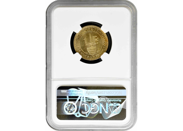 Monaco 1 Franken 1926, NGC MS65, "Fürst Louis II (1922 - 1949)"