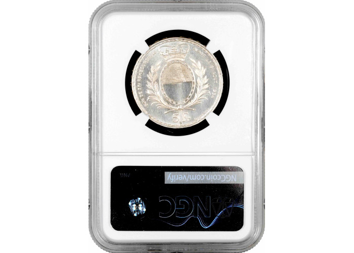 Switzerland 5 francs 1934, NGC MS63, "Fribourg Shooting Festival" silver coin
