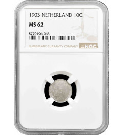 Netherlands 10 cents 1903, NGC MS62, "Queen Wilhelmina (1890 - 1948)"