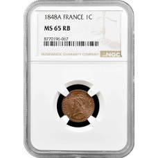Франция 1 сантим 1848 г. A, NGC MS65 RB, "Вторая Республика (1848 - 1851)"