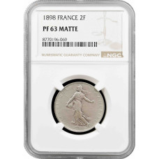 France 2 francs 1898, NGC PF63 MATTE, "Third Republic (1870 - 1941)" Top Pop